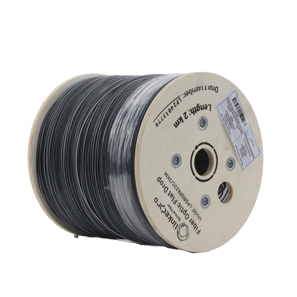 CARRETE DE 2 KM DE FIBRA ÓPTICA DROP, INTERIOR/EXTERIOR G.657A2 MONOMODO DE 2 HILOS (BIFIBRA), DIELÉCTRICA, FORRO NEGRO-Redes FTTH/PON-LINKEDPRO BY EPCOM-Bsai Seguridad & Controles