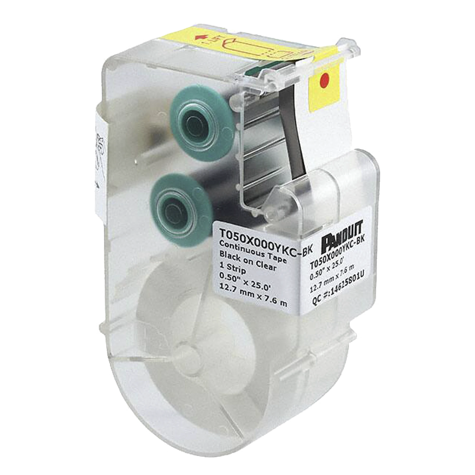 CASETE DE ETIQUETAS DE POLIÉSTER DE CINTA CONTINUA, COLOR NEGRO SOBRE TRANSPARENTE, USO INTERIOR/EXTERIOR RESISTENTE A RAYOS UV, 12.7 MM DE ANCHO X 7.6 METROS DE LARGO-Herramientas-PANDUIT-Bsai Seguridad & Controles