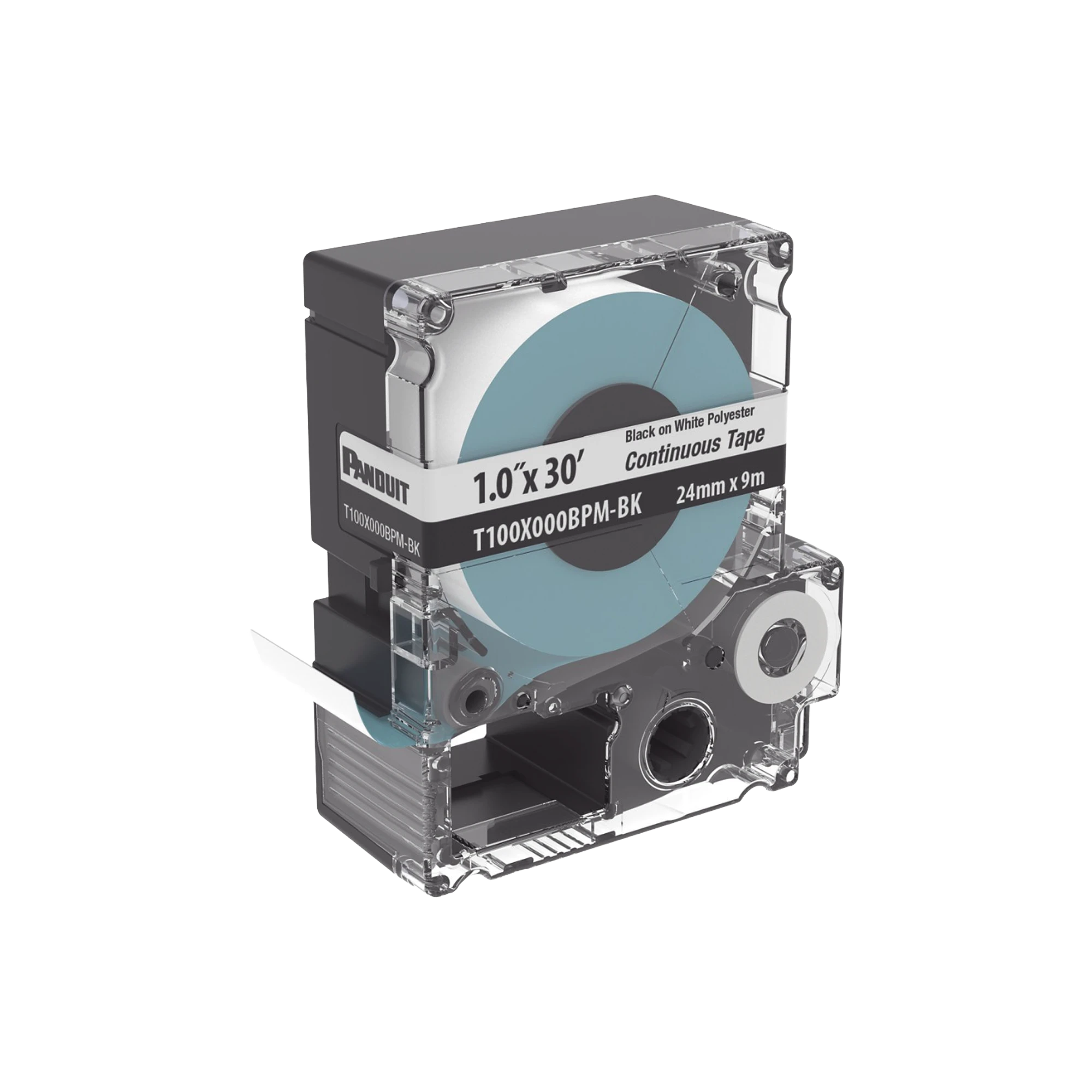 CASETE DE ETIQUETAS DE POLIÉSTER DE CINTA CONTINUA, COLOR NEGRO SOBRE BLANCO, USO INTERIOR/EXTERIOR, 24 MM (1 IN) DE ANCHO X 9.1 METROS DE LARGO-Cableado de Cobre-PANDUIT-Bsai Seguridad & Controles