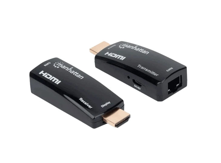 MANHATTAN 207539 - KIT EXTENSOR COMPACTO DE HDMI SOBRE ETHERNET 60M / EXTIENDE LAS DISTANCIAS DE LA SEÑAL DE 1080P@60HZ HASTA 60 M (196 PIES) CON UN SOLO CABLE ETHERNET CAT6, TRANSMISOR Y RECEPTOR, POWER OVER CABLE, DISEÑO ULTRA DELGADO, NEGRO-Extensores 4k / HD-MANHATTAN-Bsai Seguridad & Controles