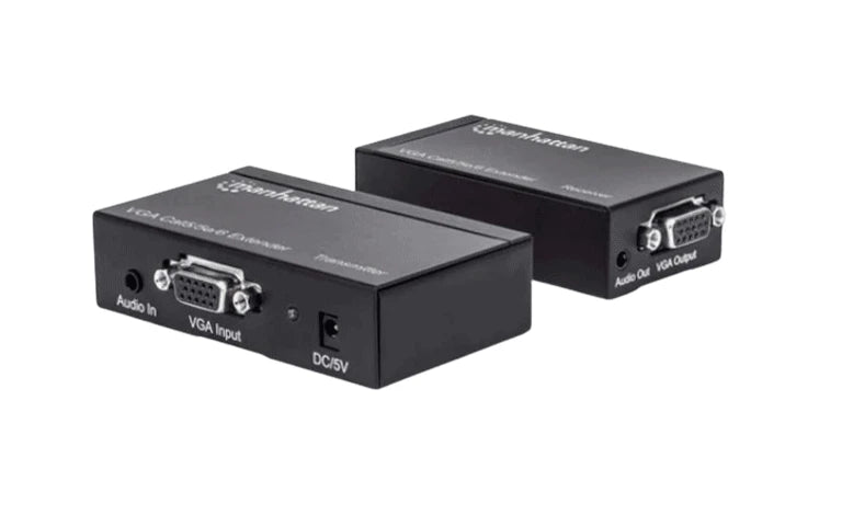 MANHATTAN 177344 - EXTENSOR VGA CAT5/ 5E/6 / EXTIENDE LAS SEÑALES DE AUDIO Y VÍDEO HASTA 300 M-Extensores 4k / HD-MANHATTAN-Bsai Seguridad & Controles