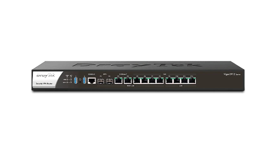 DRAYTEK VIGOR3912- RUTEADOR MULTI-WAN BALANCEADOR DE CARGAS/ IDEAL PARA PYMES/ 8 PUERTOS CONFIGURABLES LAN & WAN/ 4 PUERTOS LAN RJ-45 GE/ HASTA 500 TÚNELES VPN/ FILTRADO DE CONTENIDO WEB-Ruteadores / Firewalls / Balanceadores de carga-DRAYTEK-Bsai Seguridad & Controles