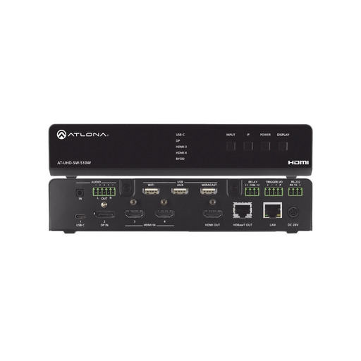 FIVE-INPUT UNIVERSAL SWITCHER WITH WIRELESS PRESENTATION LINK EU MODEL-VoIP - Telefonía IP - Videoconferencia-ATLONA-AT-UHD-SW-510W-EU-Bsai Seguridad & Controles