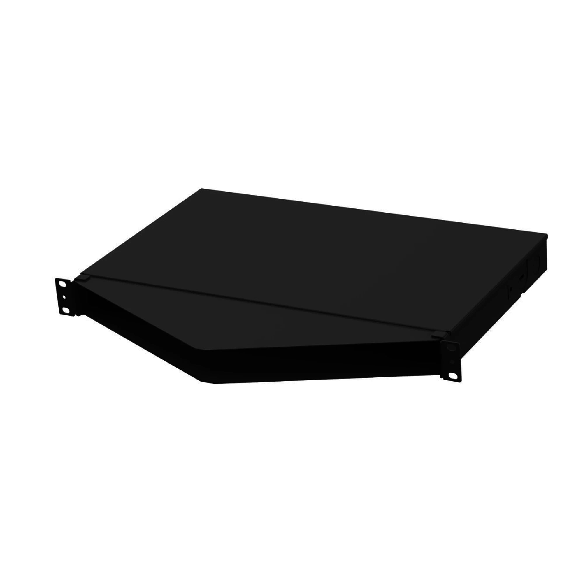 PANEL DE DISTRIBUCIÓN DE FIBRA ÓPTICA, ACEPTA 4 CASETES QUICKNET O PLACAS FAP/FMP CON PANEL CFAPPBL1A (NO INCLUIDO), BANDEJA FIJA, ANGULADO, HASTA 96 FIBRAS, COLOR NEGRO, 1UR-Redes FTTH/PON-PANDUIT-Bsai Seguridad & Controles