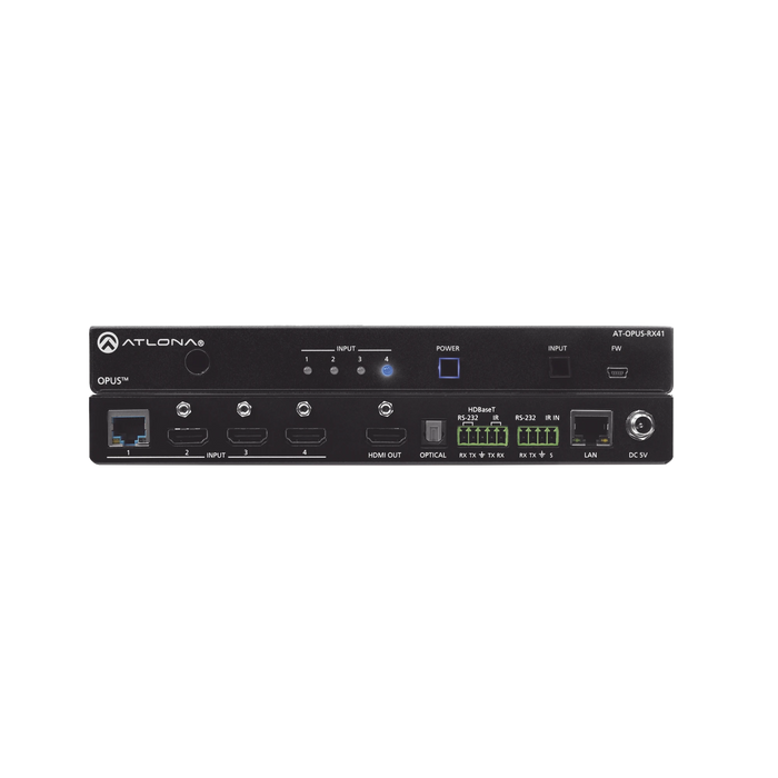 FOUR-INPUT 4K HDR SWITCHER WITH HDMI AND HDBASET INPUTS-VoIP - Telefonía IP - Videoconferencia-ATLONA-AT-OPUS-RX41-Bsai Seguridad & Controles