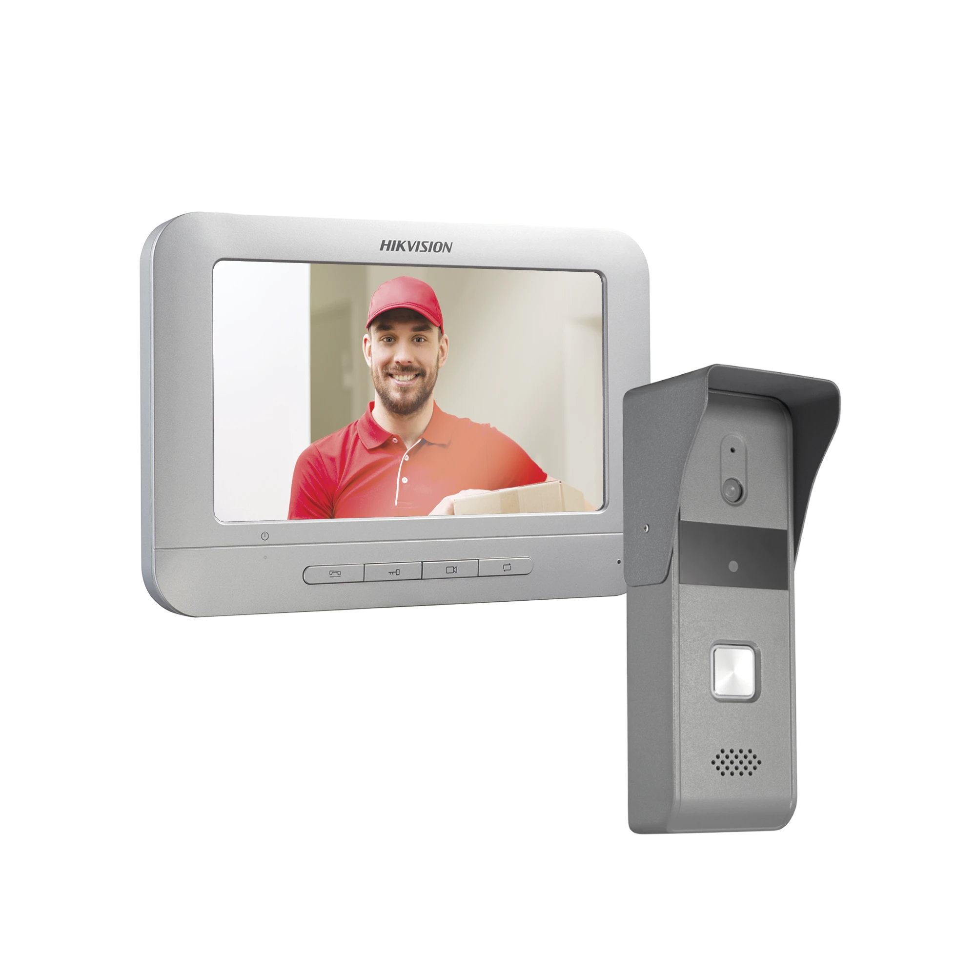 KIT DE VIDEOPORTERO ANALÓGICO CON PANTALLA LCD A COLOR DE 7" / FRENTE DE CALLE PARA EXTERIOR IP65-Videoporteros e Interfonos-HIKVISION-Bsai Seguridad & Controles