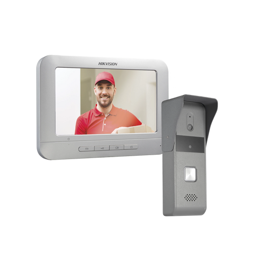 KIT DE VIDEOPORTERO ANALÓGICO CON PANTALLA LCD A COLOR DE 7" / FRENTE DE CALLE PARA EXTERIOR IP65-Videoporteros e Interfonos-HIKVISION-DS-KIS203-T-Bsai Seguridad & Controles