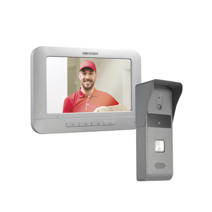 KIT DE VIDEOPORTERO ANALÓGICO CON PANTALLA LCD A COLOR DE 7" / FRENTE DE CALLE PARA EXTERIOR IP65-Videoporteros e Interfonos-HIKVISION-DS-KIS203-T-Bsai Seguridad & Controles