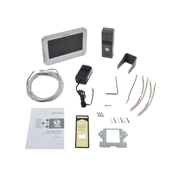 KIT DE VIDEOPORTERO ANALÓGICO CON PANTALLA LCD A COLOR DE 7" / FRENTE DE CALLE PARA EXTERIOR IP65-Videoporteros e Interfonos-HIKVISION-DS-KIS203-T-Bsai Seguridad & Controles