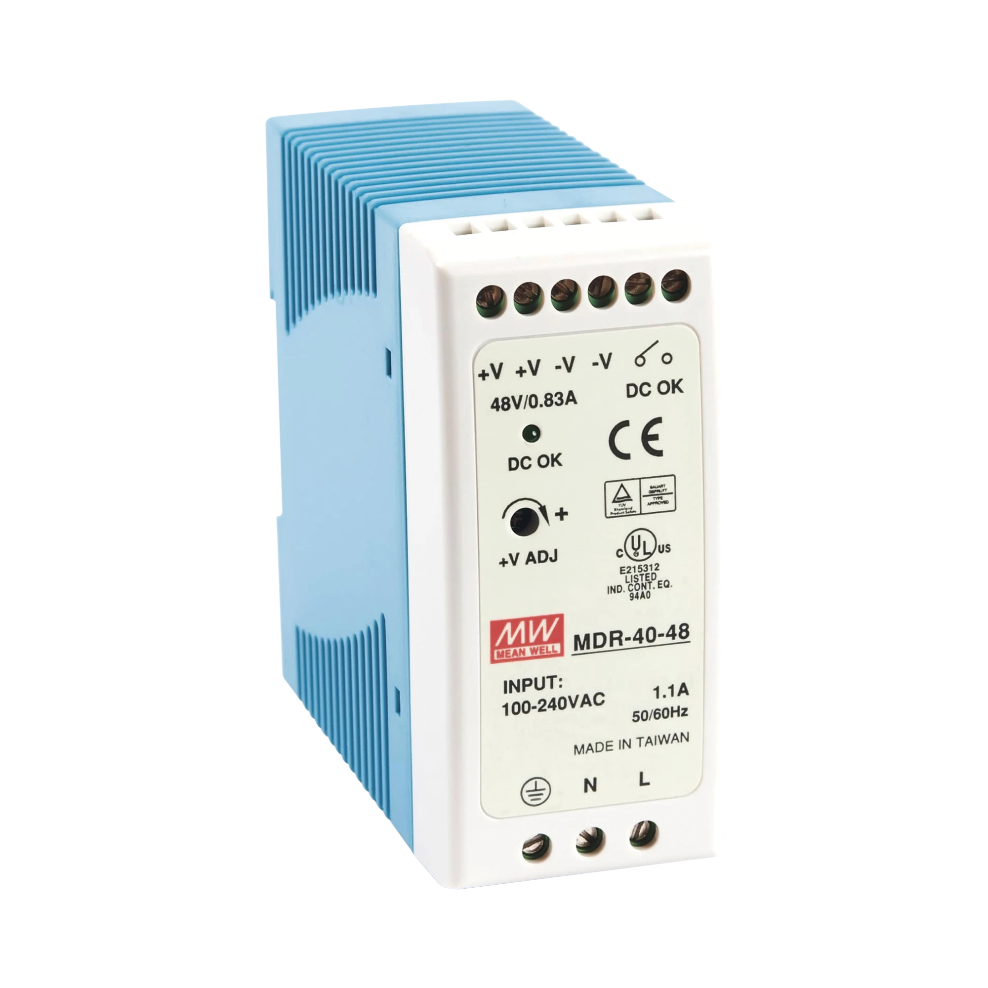 FUENTE DE PODER INDUSTRIAL RIEL DIN 48VCD, 40W-Fuentes de Alimentación-MEANWELL-Bsai Seguridad & Controles