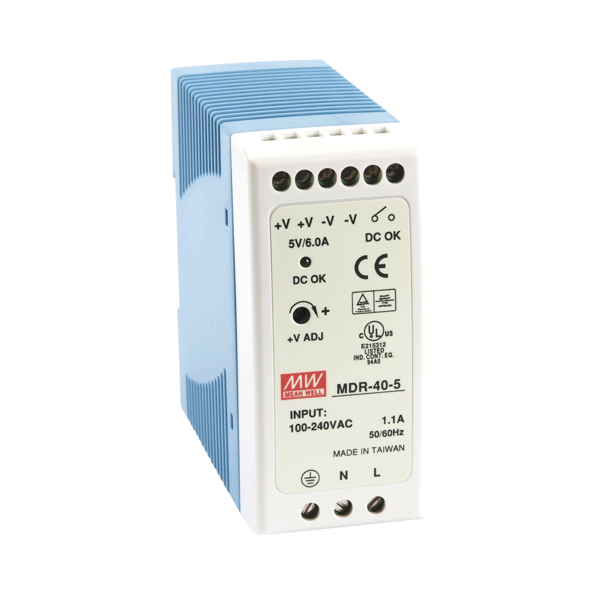 FUENTE DE PODER INDUSTRIAL RIEL DIN 5VCD, 40W-Fuentes de Alimentación-MEANWELL-Bsai Seguridad & Controles