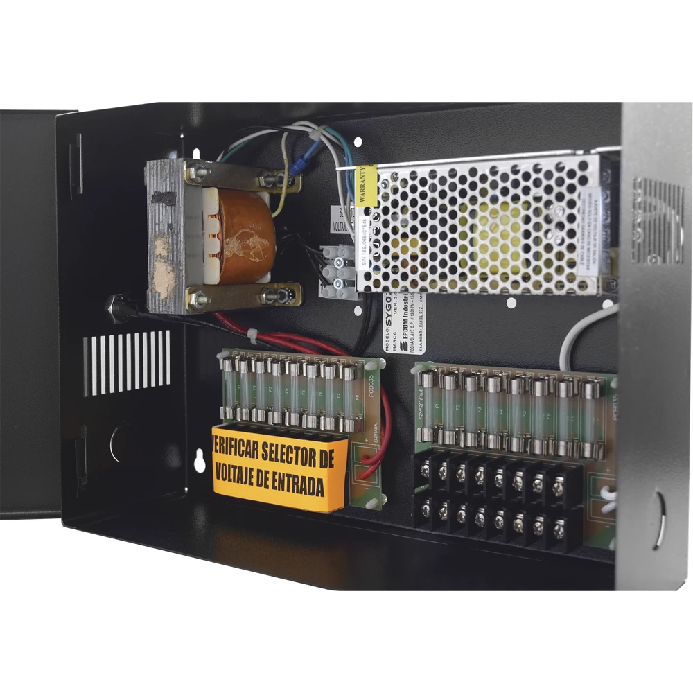 FUENTE DE PODER PROFESIONAL CCTV DUAL DE 24 VCA@8A (8 CÁMARAS) Y 12 VCD@5A (8 CÁMARAS) VOLT. DE ENTRADA: 115, 127, 132 VCA (SELECCIONABLE)-Energía-EPCOM INDUSTRIAL-Bsai Seguridad & Controles