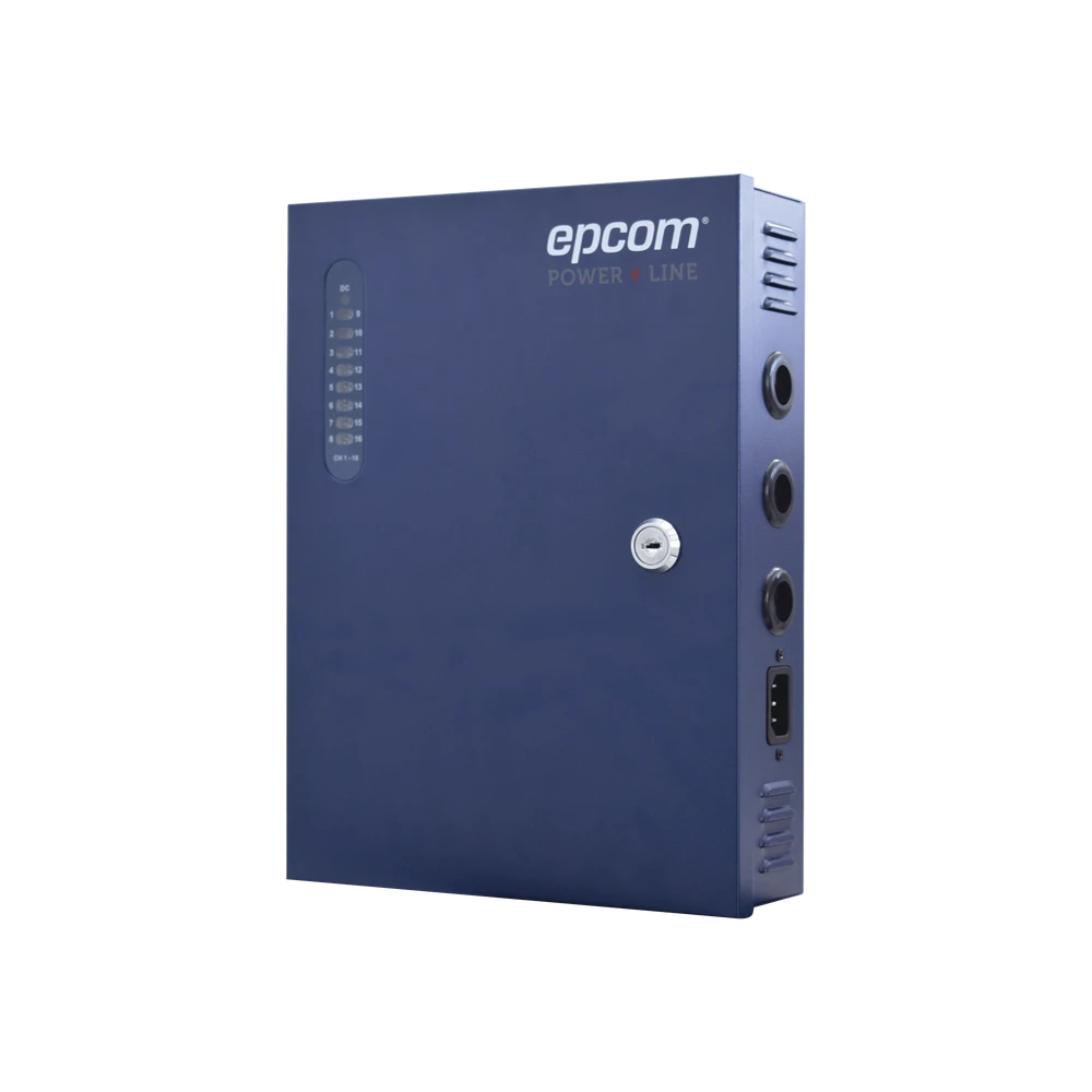 FUENTE DE PODER PROFESIONAL DE 12-14.8 VCD @ 16 AMPER ; PARA 16 CÁMARAS , VOLTAJE DE ENTRADA : 96-264 VCA-Energía-EPCOM POWERLINE-Bsai Seguridad & Controles