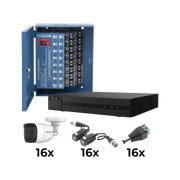 KIT TURBOHD 1080P / DVR 16 CANALES / 16 CÁMARAS BALA POLICARBONATO CON MICROFONO (EXTERIOR 2.8 MM) / TRANSCEPTORES / CONECTORES / FUENTE DE PODER PROFESIONAL-Kits Sistemas Completos-EPCOM PROFESSIONAL-Bsai Seguridad & Controles