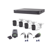 KIT TURBOHD 1080P / DVR 4 CANALES / 4 CÁMARAS BALA POLICARBONATO CON AUDIO INTEGRADO (EXTERIOR 2.8 MM) / TRANSCEPTORES / CONECTORES / FUENTE DE PODER PROFESIONAL-Kits Sistemas Completos-EPCOM PROFESSIONAL-Bsai Seguridad & Controles
