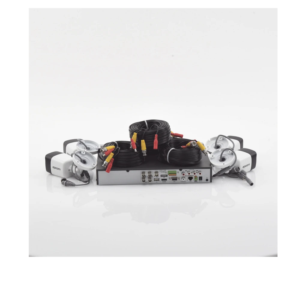 KIT TURBOHD 5 MEGAPIXEL / DVR 4 CANALES / 4 CÁMARAS DE 5 MEGAPIXEL CON MICRÓFONO INTEGRADO / 4 CABLES 18 METROS / FUENTE DE PODER PROFESIONAL-Kits Sistemas Completos-EPCOM PROFESSIONAL-Bsai Seguridad & Controles
