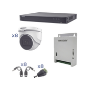 KIT TURBOHD 1080P / DVR 8 CANALES / 8 CÁMARAS TURRET (EXTERIOR 2.8 MM) / CONECTORES / TRANSCEPTORES / FUENTE DE PODER PROFESIONAL HASTA 15 VCC PARA LARGA DISTANCIA-Kits- Sistemas Completos-HIKVISION-Bsai Seguridad & Controles