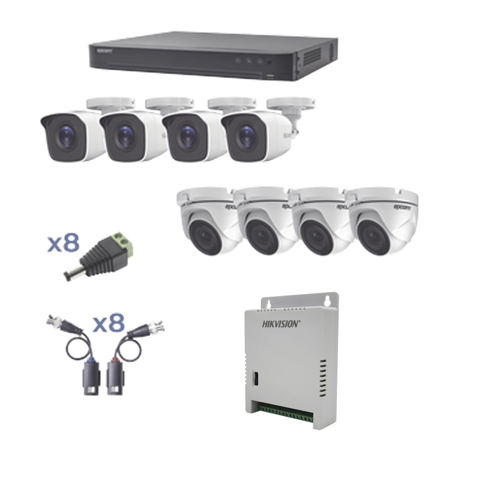 KIT TURBOHD 1080P / DVR 8 CANALES / 4 CÁMARAS BALA (EXTERIOR 2.8 MM) / 4 CÁMARAS EYEBALL (EXTERIOR 2.8 MM) / TRANSCEPTORES / CONECTORES / FUENTE DE PODER PROFESIONAL HASTA 15 VCC PARA LARGAS DISTANCIAS-Kits- Sistemas Completos-EPCOM PROFESSIONAL-Bsai Seguridad & Controles
