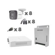 KIT TURBOHD 1080P / DVR 8 CANALES CON AUDIO POR COAXITRON / 8 CÁMARAS CON MICRÓFONO INTEGRADO 101° VISIÓN/ LUZ BLANCA + IR VISIÓN NOCTURNA / TRANSCEPTORES / CONECTORES / FUENTE DE PODER PROFESIONAL-Kits- Sistemas Completos-HIKVISION-Bsai Seguridad & Controles