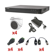 KIT TURBOHD 1080P / DVR 4 CANALES / 4 CÁMARAS DOMO (INTERIOR 2.8 MM) / TRANSCEPTORES / CONECTORES / FUENTE DE PODER PROFESIONAL-Kits Cámaras de Seguridad-HIKVISION-Bsai Seguridad & Controles