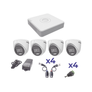KIT COLORVU TURBOHD 1080PLITE / DVR 4 CANALES / 4 CÁMARAS EYEBALL (EXTERIOR) / TRANSCEPTORES / CONECTORES / FUENTE DE PODER PROFESIONAL-Kits Cámaras de Seguridad-HIKVISION-Bsai Seguridad & Controles