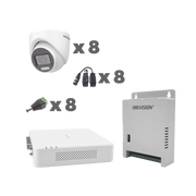 KIT TURBOHD 1080P / DVR 8 CANALES CON AUDIO POR COAXITRON / 8 CÁMARAS CON MICRÓFONO INTEGRADO 106° VISIÓN/ LUZ BLANCA + IR VISIÓN NOCTURNA / TRANSCEPTORES / CONECTORES / FUENTE DE PODER PROFESIONAL-Kits- Sistemas Completos-HIKVISION-Bsai Seguridad & Controles