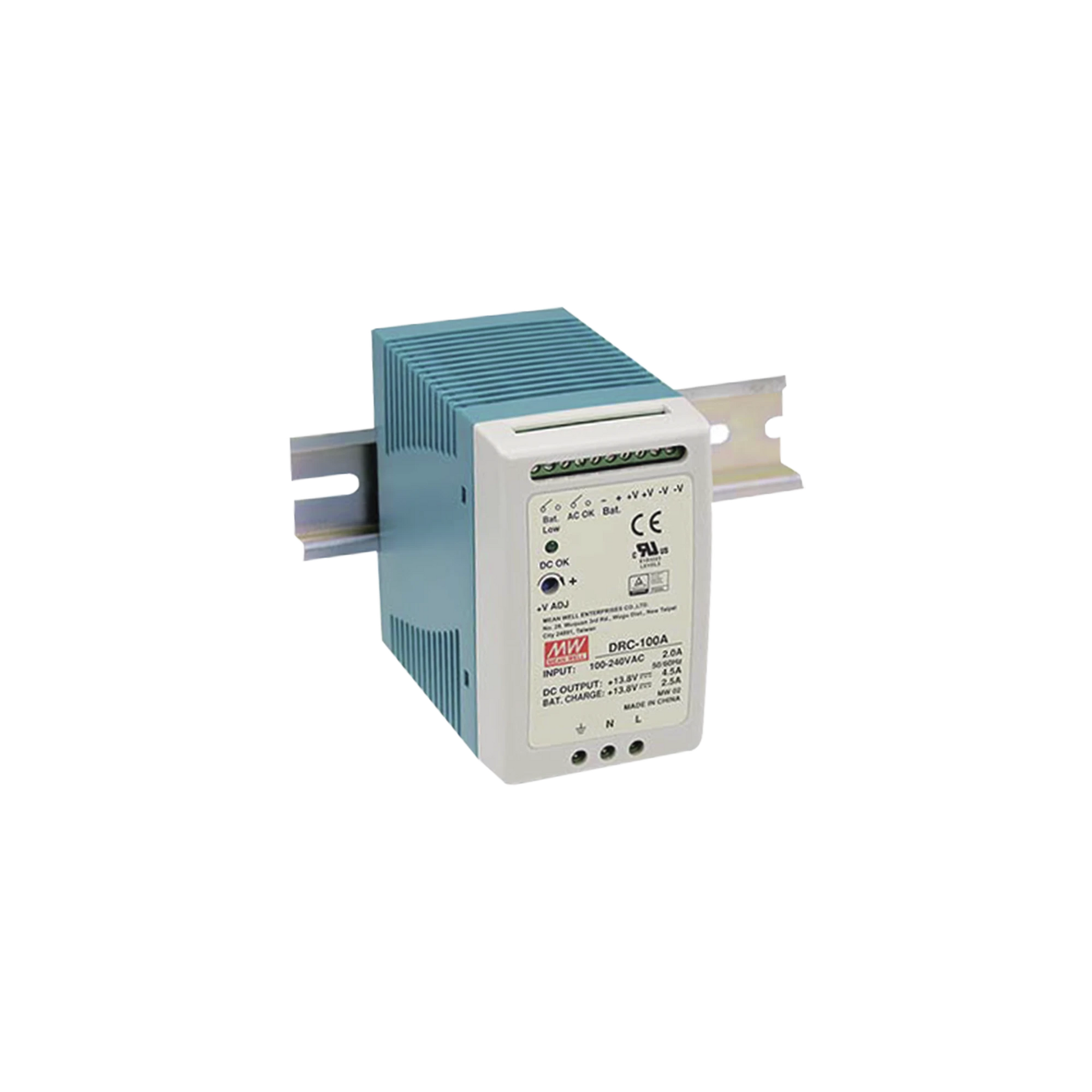 FUENTE DE PODER RIEL DIN 12V, 100W CON CARGADOR DE BATERÍA-Fuentes de Alimentación-MEANWELL-Bsai Seguridad & Controles