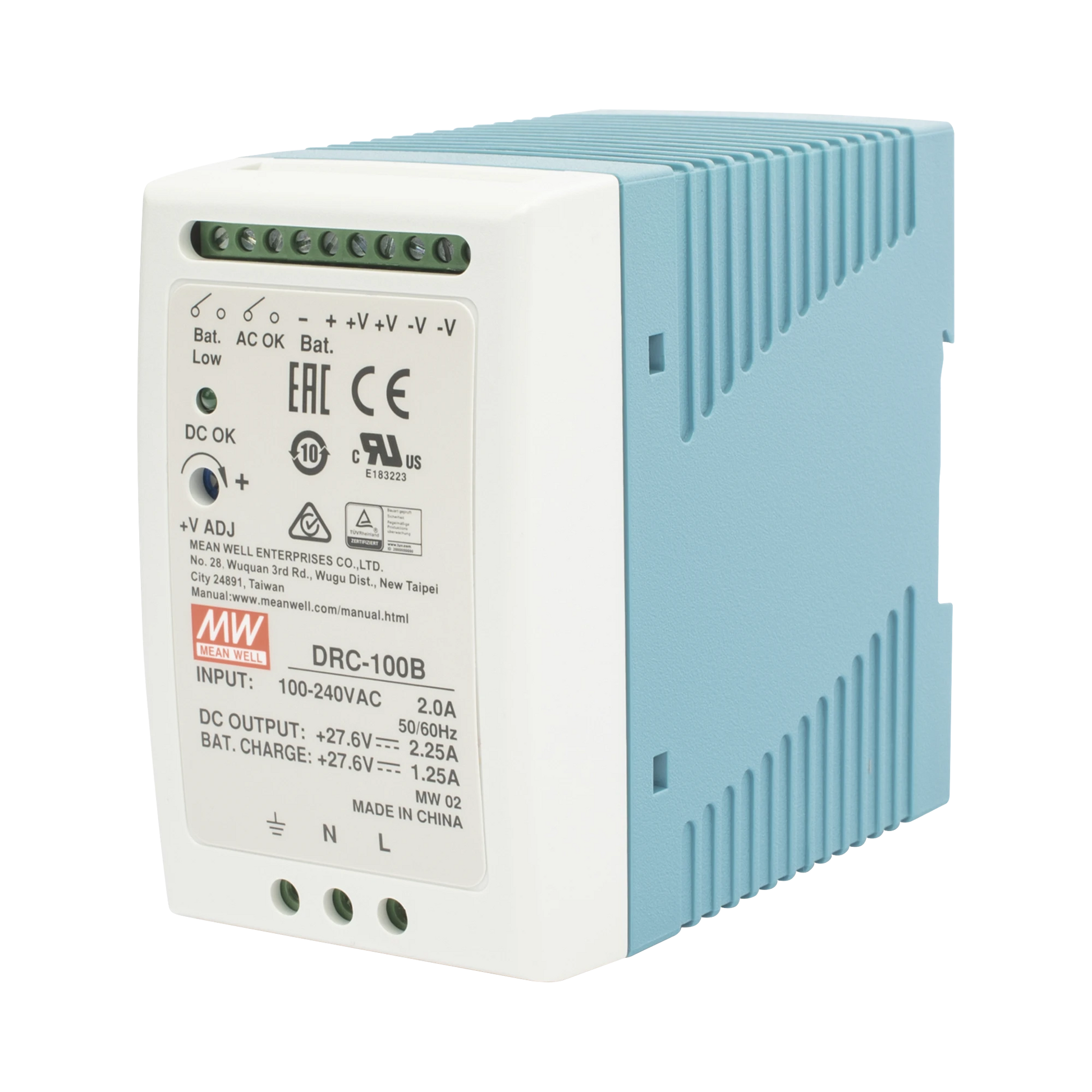 FUENTE DE PODER RIEL DIN 24V, 100W CON CARGADOR DE BATERIA-Fuentes de Alimentación-MEANWELL-Bsai Seguridad & Controles