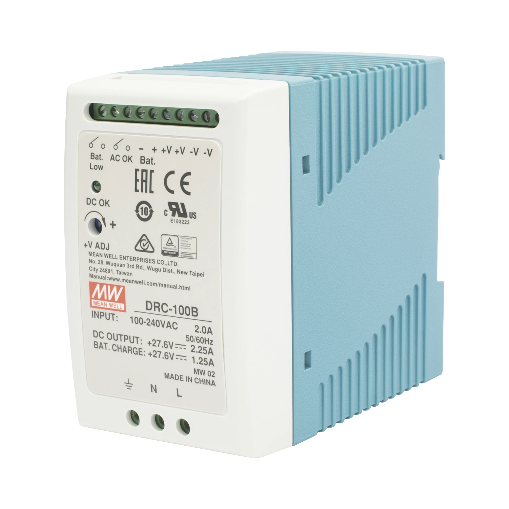 FUENTE DE PODER RIEL DIN 24V, 100W CON CARGADOR DE BATERIA-Fuentes de Alimentación-MEANWELL-Bsai Seguridad & Controles