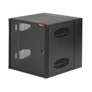 GABINETE ACCESSPLUS DE MONTAJE EN PARED DE 19IN, RIELES NUMERADOS Y ROSCADOS #10-32, PUERTA CON VENTANA DE SEGURIDAD, 600 MM DE ANCHO, 762 MM DE PROFUNDIDAD, 19 UR, COLOR NEGRO-Racks y Gabinetes-HOFFMAN-Bsai Seguridad & Controles