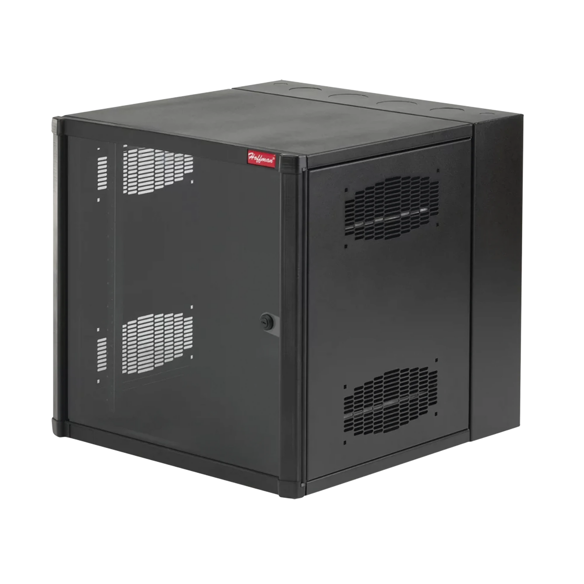 GABINETE ACCESSPLUS DE MONTAJE EN PARED DE 19IN, RIELES NUMERADOS Y ROSCADOS #10-32, PUERTA CON VENTANA DE SEGURIDAD, 600 MM DE ANCHO, 762 MM DE PROFUNDIDAD, 19 UR, COLOR NEGRO-Racks y Gabinetes-HOFFMAN-Bsai Seguridad & Controles