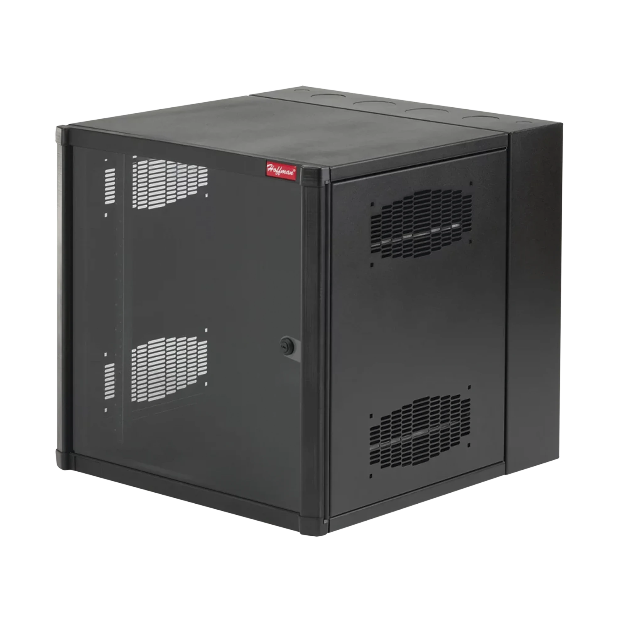 GABINETE ACCESSPLUS DE MONTAJE EN PARED DE 19IN, RIELES NUMERADOS Y ROSCADOS #10-32, PUERTA CON VENTANA DE SEGURIDAD, 600 MM DE ANCHO, 762 MM DE PROFUNDIDAD, 19 UR, COLOR NEGRO-Racks y Gabinetes-HOFFMAN-Bsai Seguridad & Controles
