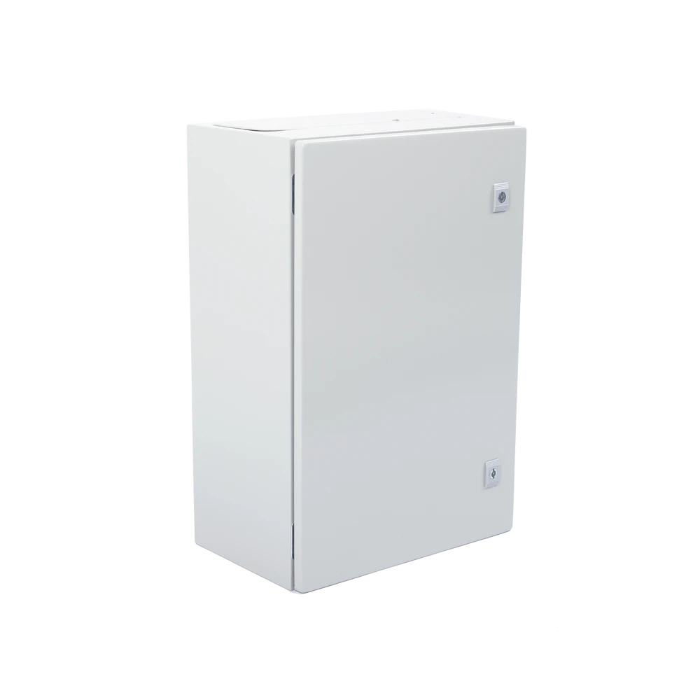 GABINETE DE ACERO IP66 USO EN INTEMPERIE (400 X 600 X 250 MM) CON PLACA TRASERA INTERIOR METÁLICA Y COMPUERTA INFERIOR ATORNILLABLE (INCLUYE CHAPA Y LLAVE).-Racks y Gabinetes-PRECISION-Bsai Seguridad & Controles