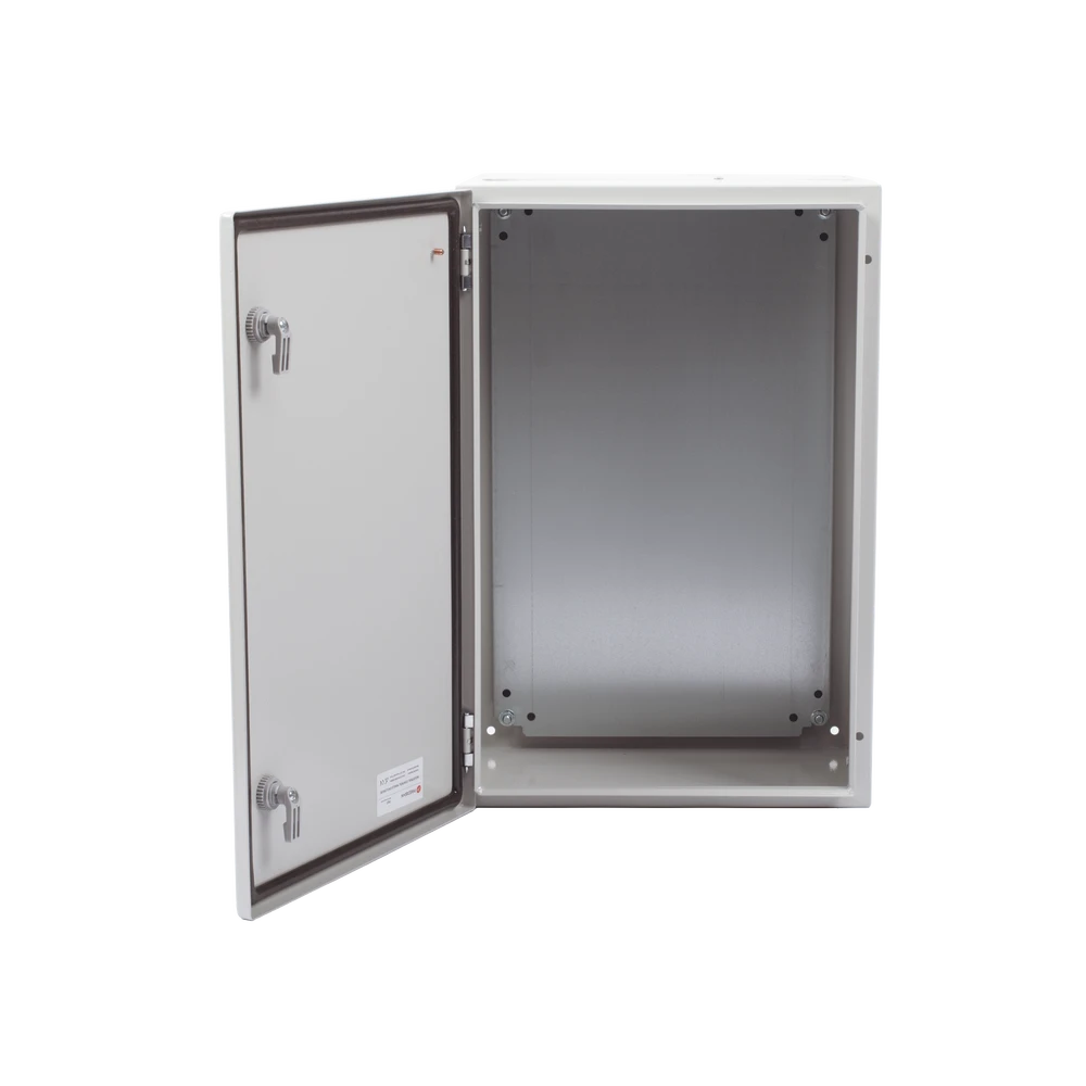 GABINETE DE ACERO IP66 USO EN INTEMPERIE (400 X 600 X 250 MM) CON PLACA TRASERA INTERIOR METÁLICA Y COMPUERTA INFERIOR ATORNILLABLE (INCLUYE CHAPA Y LLAVE).-Racks y Gabinetes-PRECISION-Bsai Seguridad & Controles