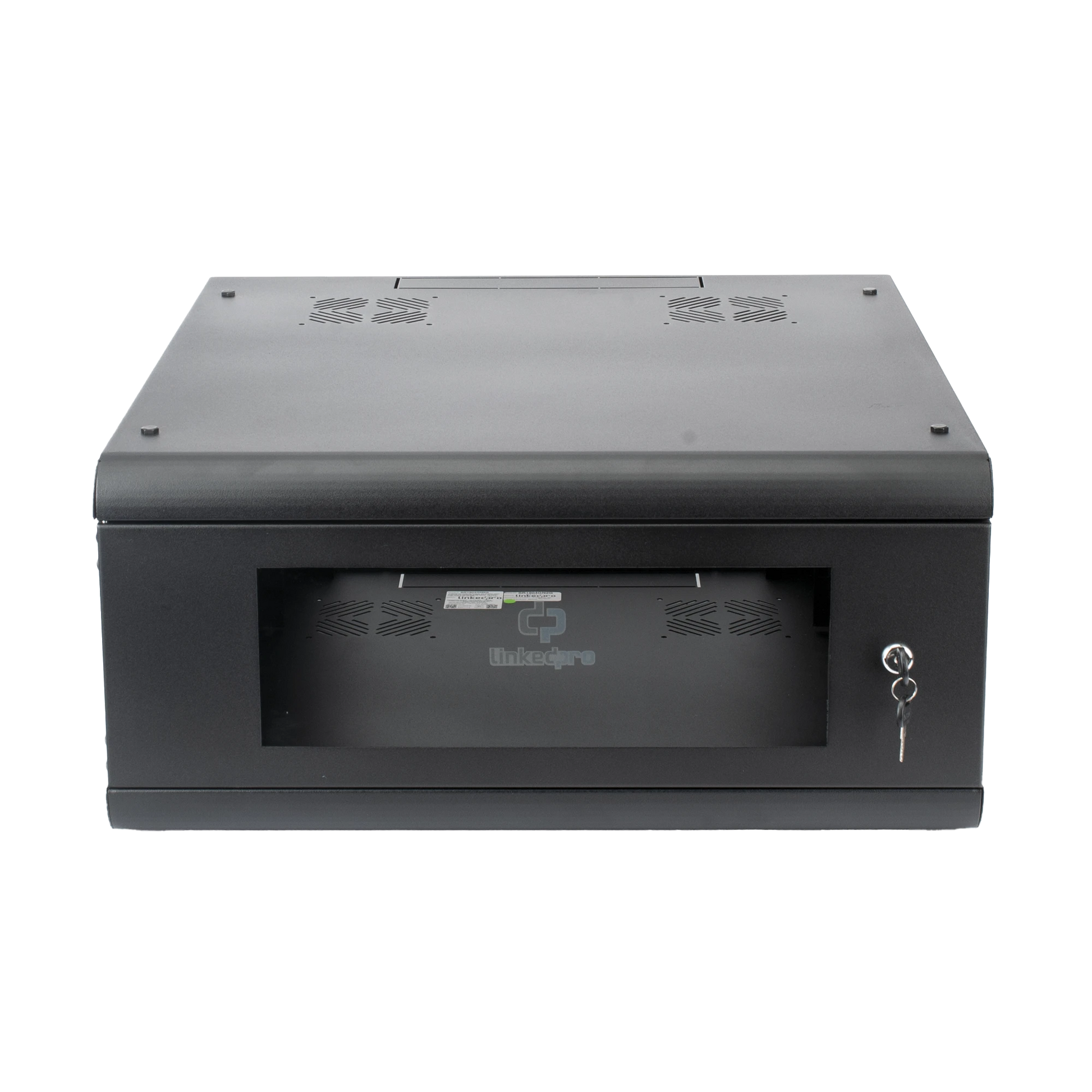 GABINETE DE PARED CON PUERTA DE CRISTAL TEMPLADO, 635MM DE PROFUNDIDAD, 4U RACK DE 19'', ACERO REFORZADO-Racks y Gabinetes-LINKEDPRO-SR-1904-GN2G-Bsai Seguridad & Controles