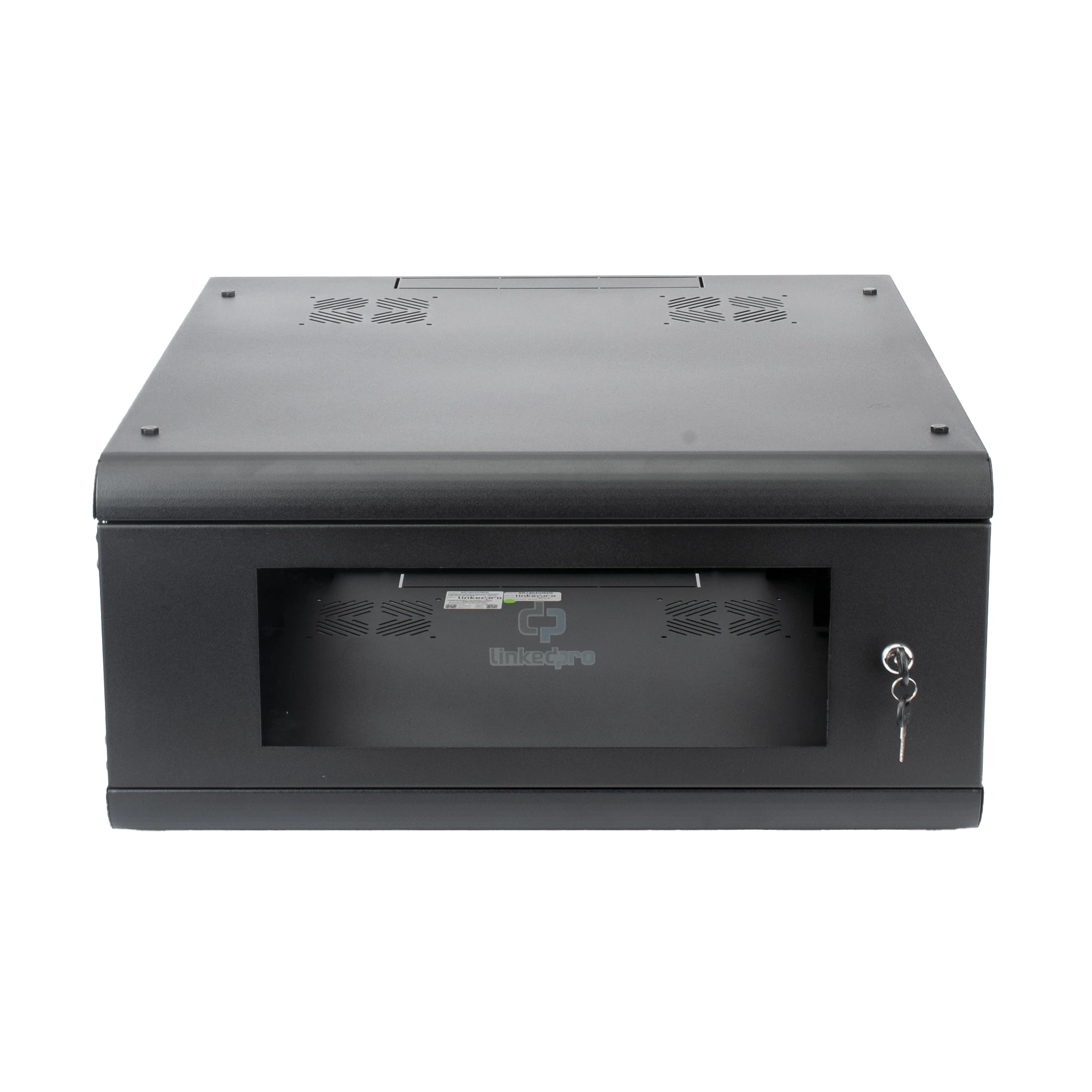 GABINETE DE PARED CON PUERTA DE CRISTAL TEMPLADO, 635MM DE PROFUNDIDAD, 4U RACK DE 19'', ACERO REFORZADO-Racks y Gabinetes-LINKEDPRO-Bsai Seguridad & Controles