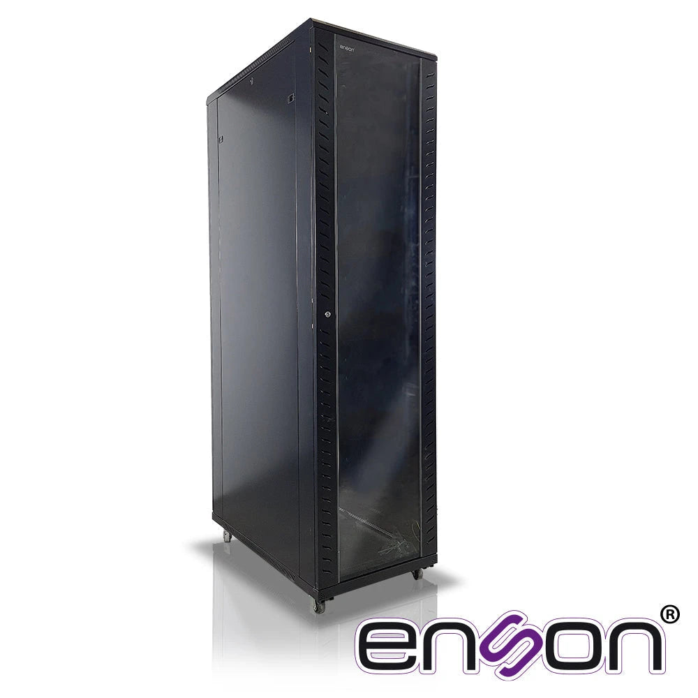 GABINETE DE PISO ENSON ENS-RKGB45U4 45UR 600X1000X2105MM PUERTA CRISTAL CON CERRADURA DE SEGURIDAD ABATIBLE PANELES LATERALES REMOBIBLES PUERTA TRASERA PARA TRABAJO Y POSTES AJUSTABLES-Racks y Gabinetes-ENSON-Bsai Seguridad & Controles