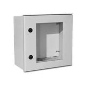 GABINETE DE POLIÉSTER IP65 PUERTA TRANSPARENTE, USO EN INTEMPERIE (400 X 400 X 200 MM) CON PLACA TRASERA INTERIOR DE PLÁSTICO (INCLUYE CHAPA Y LLAVE).-Racks y Gabinetes-PRECISION-Bsai Seguridad & Controles
