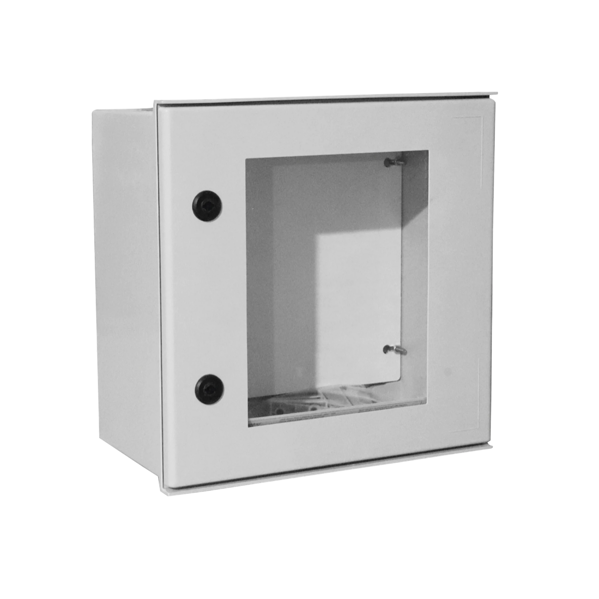 GABINETE DE POLIÉSTER IP65 PUERTA TRANSPARENTE, USO EN INTEMPERIE (400 X 400 X 200 MM) CON PLACA TRASERA INTERIOR DE PLÁSTICO (INCLUYE CHAPA Y LLAVE).-Racks y Gabinetes-PRECISION-Bsai Seguridad & Controles