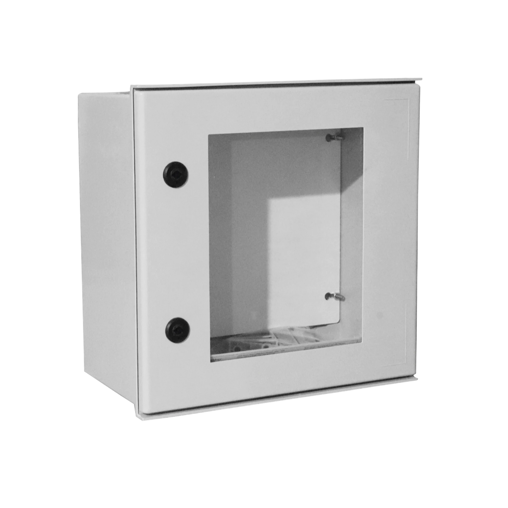 GABINETE DE POLIÉSTER IP65 PUERTA TRANSPARENTE, USO EN INTEMPERIE (400 X 400 X 200 MM) CON PLACA TRASERA INTERIOR DE PLÁSTICO (INCLUYE CHAPA Y LLAVE).-Racks y Gabinetes-PRECISION-Bsai Seguridad & Controles