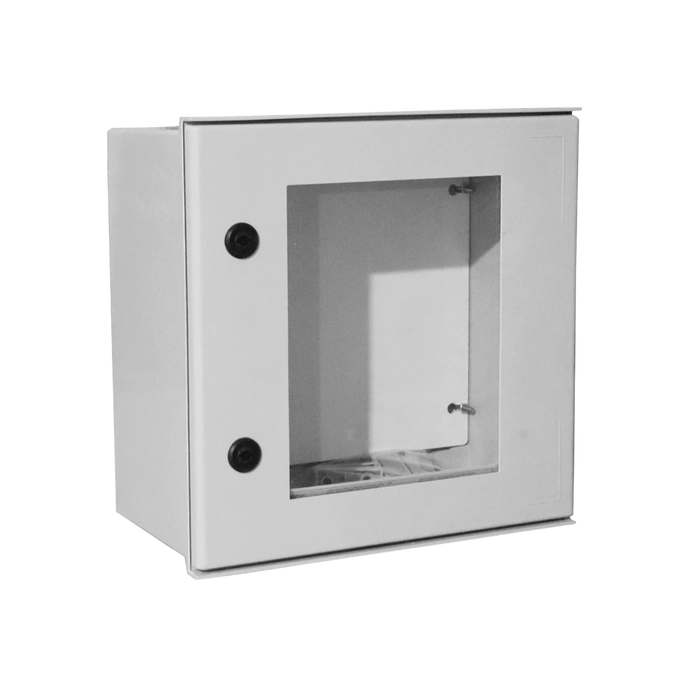 GABINETE DE POLIÉSTER IP65 PUERTA TRANSPARENTE, USO EN INTEMPERIE (400 X 400 X 200 MM) CON PLACA TRASERA INTERIOR DE PLÁSTICO (INCLUYE CHAPA Y LLAVE).-Racks y Gabinetes-PRECISION-PST-4040-20PT-Bsai Seguridad & Controles