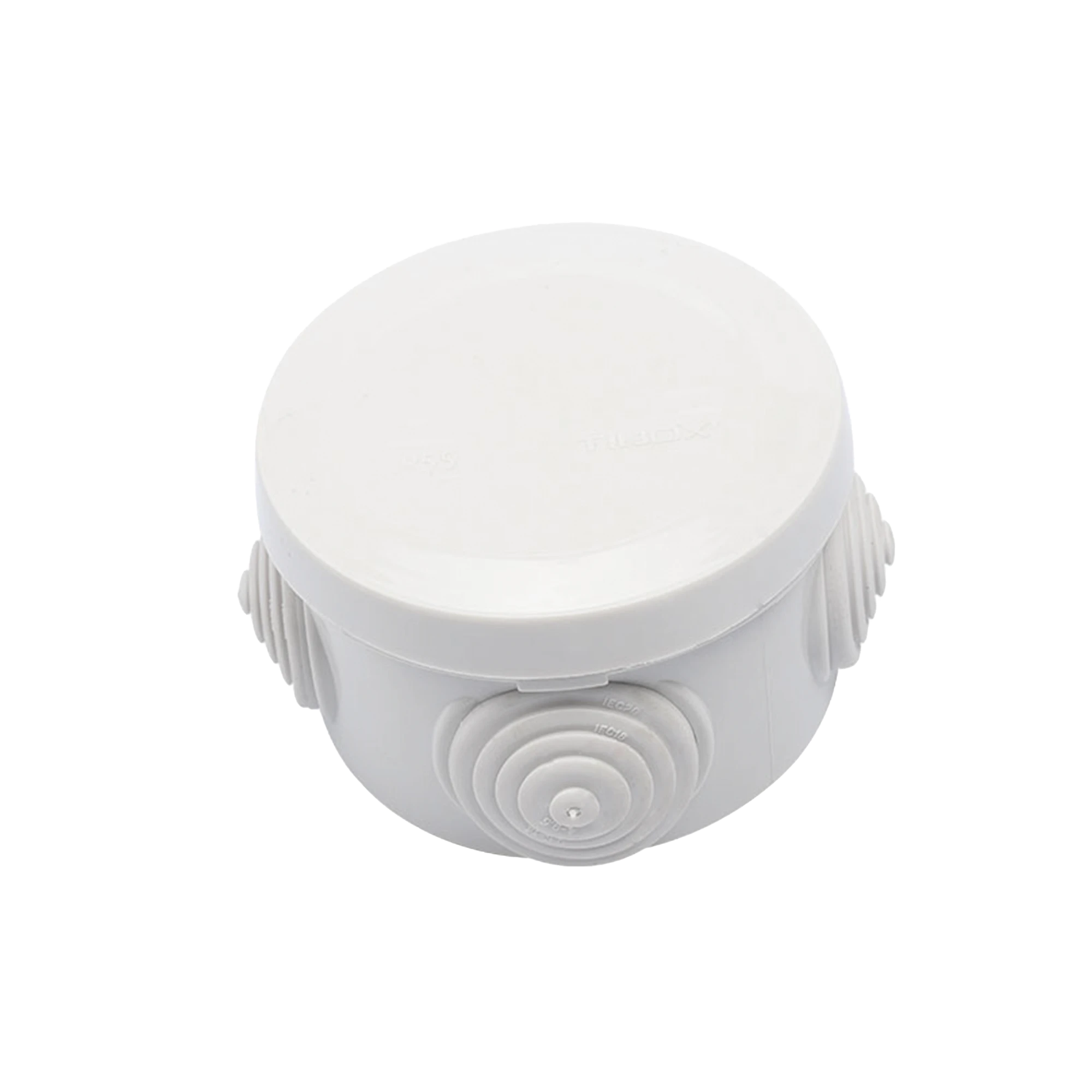 GABINETE DERIVACIÓN DE PLÁSTICO CIRCULAR (70 DIÁMETRO X 48 ALTO MM) CON 4 GLÁNDULAS DE GOMA-Accesorios Generales-PRECISION-Bsai Seguridad & Controles