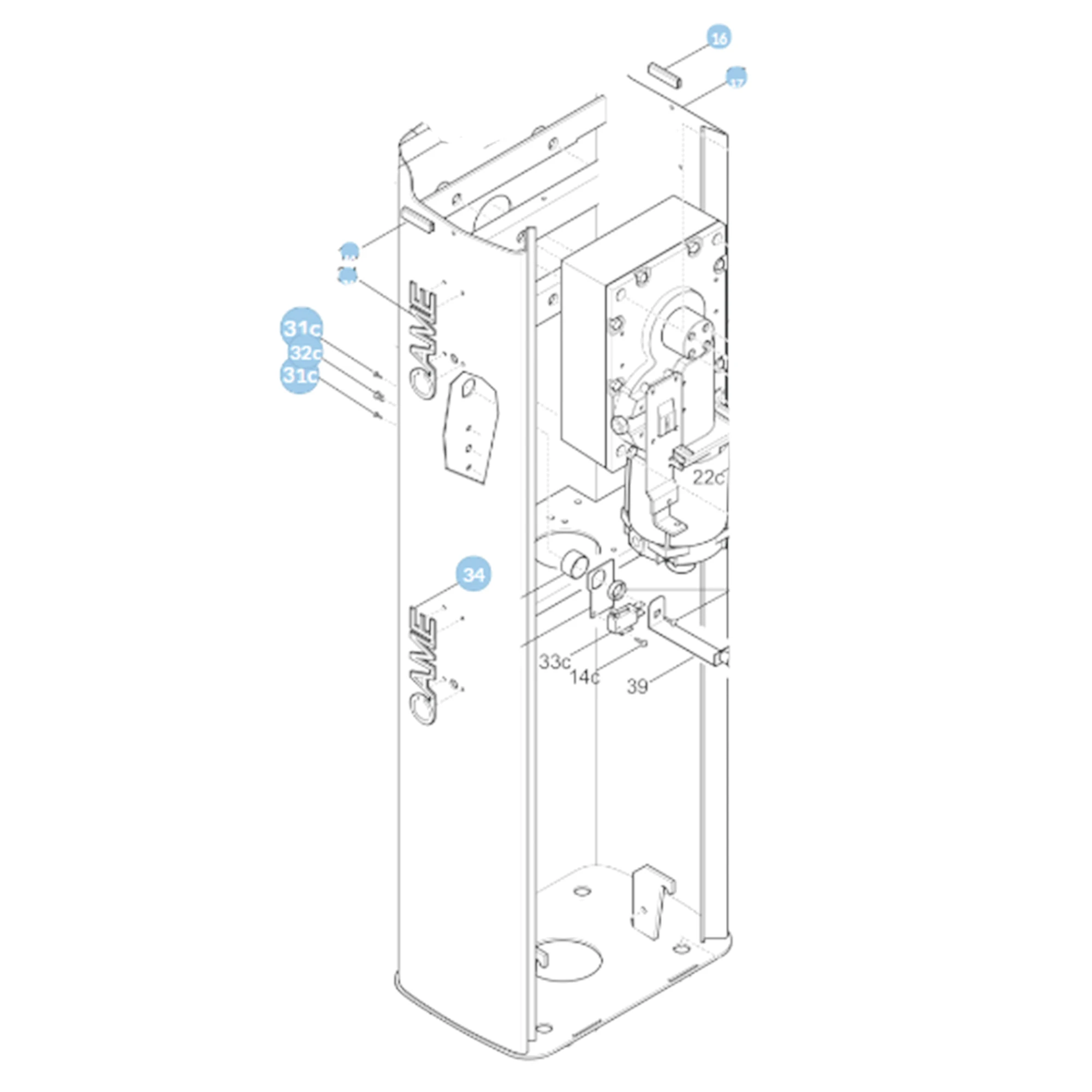 REFACCIÓN / GABINETE PARA BARRERA GARD4-Acceso Vehicular-CAME-Bsai Seguridad & Controles