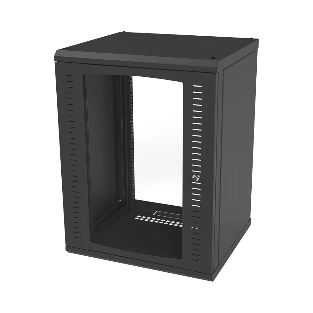 GABINETE PARA MONTAJE EN PARED, PUERTA DE CRISTAL TEMPLADO, CUERPO FIJO CON RACK 19" DE 16 UNIDADES-Racks y Gabinetes-LINKEDPRO BY EPCOM-Bsai Seguridad & Controles