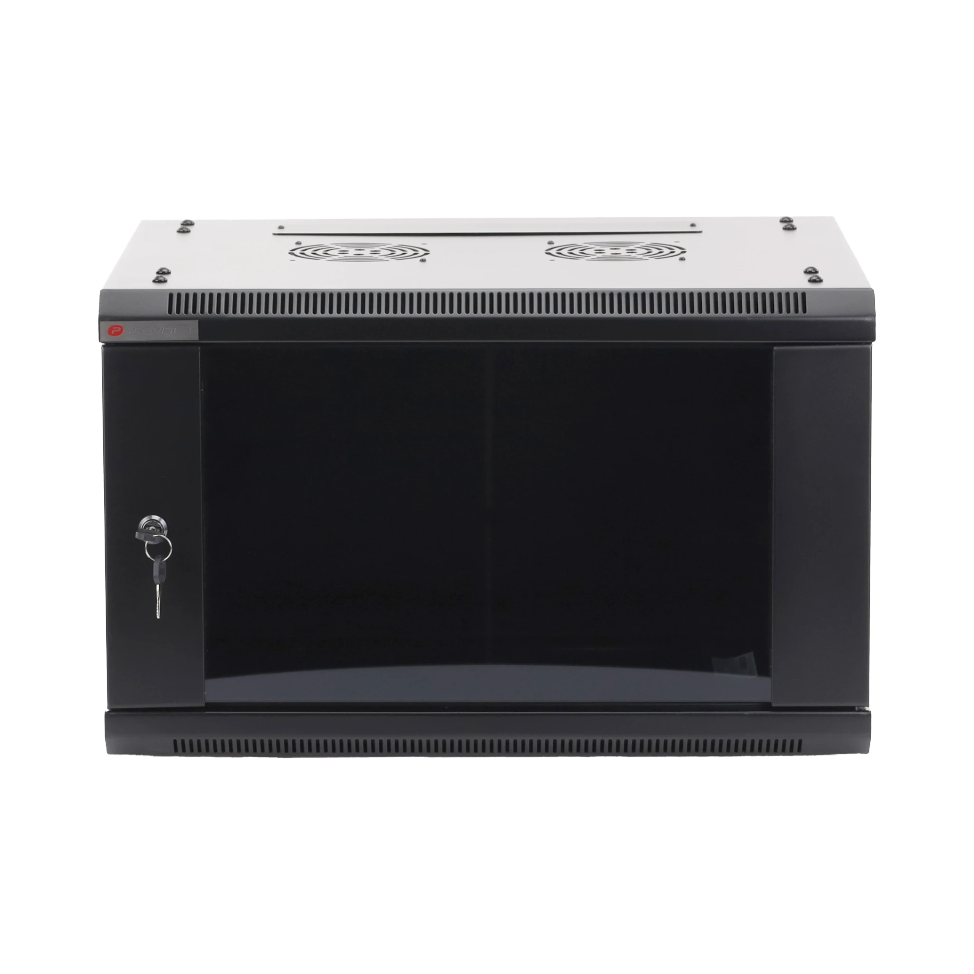 GABINETE PRECISION, CON PUERTA DE CRISTAL, DE 19IN, 6UR, 450MM DE PROFUNDIDAD, COLOR NEGRO-Racks y Gabinetes-PRECISION-Bsai Seguridad & Controles