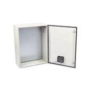 GABINETE VENTILADO DE ACERO IP55 USO EN EXTERIOR (400 X 600 X 250 MM) CON PLACA TRASERA INTERIOR METÁLICA Y COMPUERTA INFERIOR ATORNILLABLE. INCLUYE VENTILADOR, VENTILAS, FILTROS, CHAPA Y LLAVE.-Racks y Gabinetes-PRECISION-Bsai Seguridad & Controles