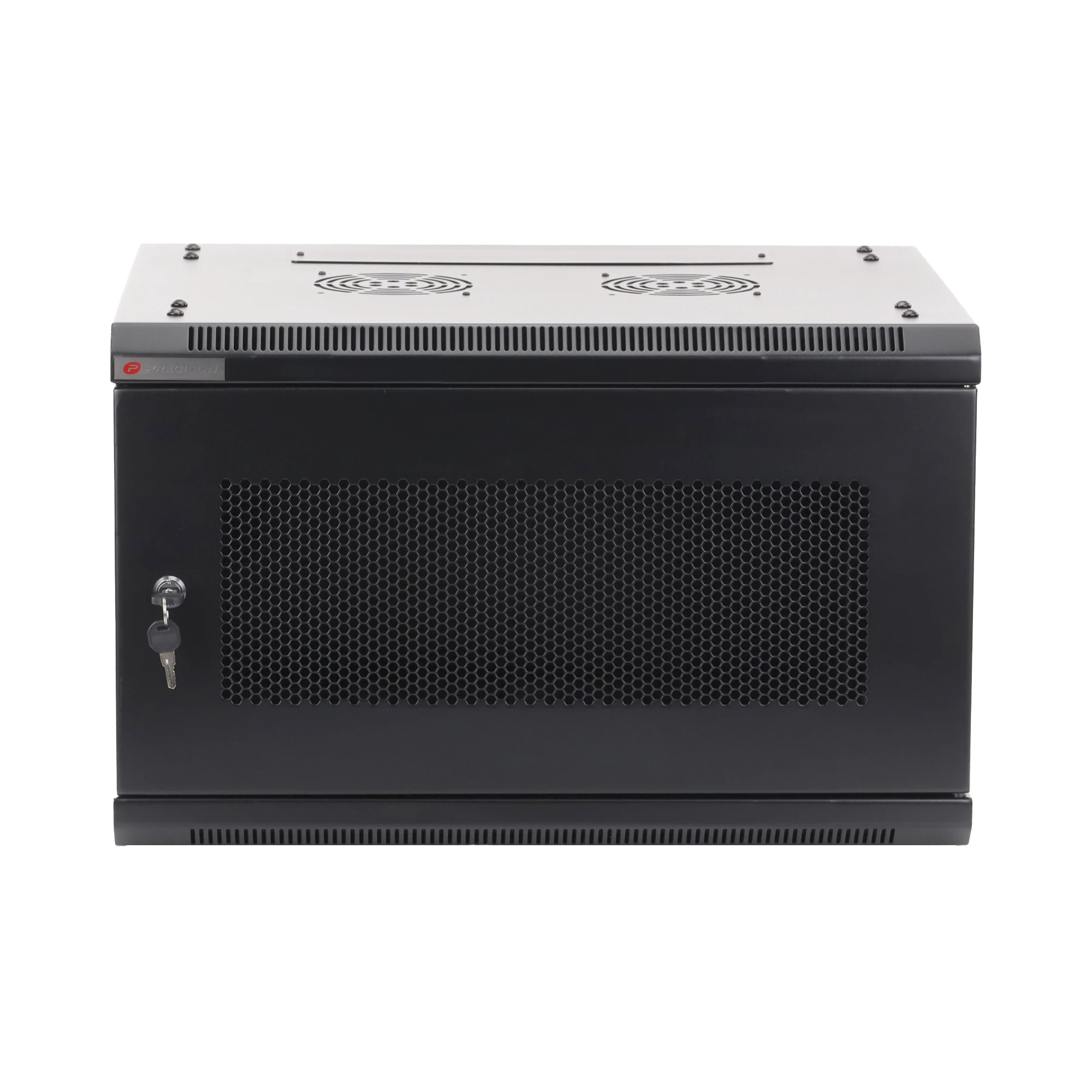 GABINETES PRECISION, CON PUERTA PERFORADA, DE 19IN, 6UR, 450MM DE PROFUNDIDAD, COLOR NEGRO-Racks y Gabinetes-PRECISION-Bsai Seguridad & Controles