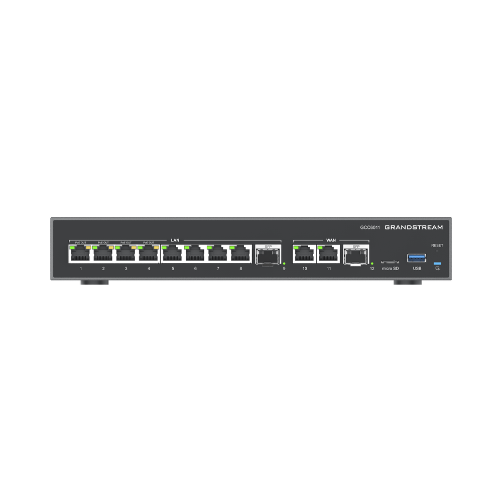 4 EN 1: FIREWALL NUEVA GENERACIÓN, ROUTER, PBX IP, SWITCH 10 PUERTOS GIGABIT (4 POE) + 2 PUERTOS SFP 2.5 GIGABIT-GRANDSTREAM-Bsai Seguridad & Controles