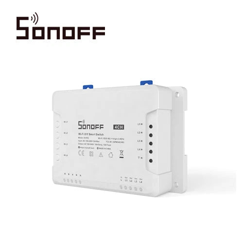 INTERRUPTOR INTELIGENTE CON 4 RELEVADORES NC/NO SONOFF 4CH PRO R3 WIFI 2.4 GHZ HASTA 10AMP POR CANAL 40 AMP TOTALES PARA SOLUCION DE SMART HOME CON TEMPORIZADOR, MONTAJE DIN RAIL Y TRES MODOS DE TRABAJO PARA IOS Y ANDROID COMPATIBLE CON ALEXA/GOOGLE HO...-Automatizacion - Casa Inteligente-SONOFF-SONOFF 4CH PRO R3-Bsai Seguridad & Controles