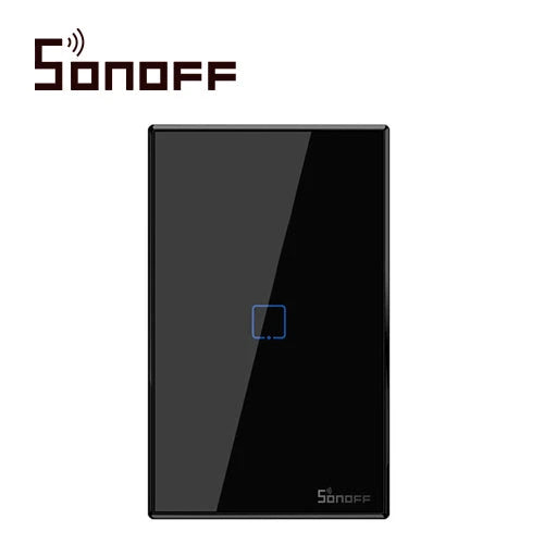 APAGADOR DE PARED TOUCH ON/OFF SONOFF T3US1C COLOR NEGRO SMART INALAMBRICO WIFI PARA SOLUCION DE SMART HOME CON TEMPORIZADOR PARA IOS Y ANDROID COMPATIBLE CON ALEXA/GOOGLE HOME 1CH WIFI 2.4GHZ RF 433 HASTA 2AMP-Automatizacion - Casa Inteligente-SONOFF-Bsai Seguridad & Controles